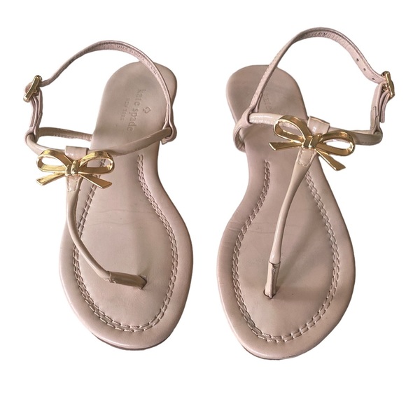 Kate Spade Tracie Gold Bow Patent Thong T-Strap Sandals - 6.5 - Picture 3 of 14